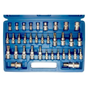 Puntas y Tubos 1/4" 3/8" 1/2" - Torx cortos - 35 pcs. (inc. adaptadores)