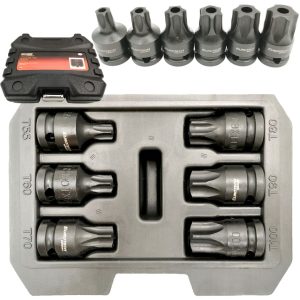 Puntas Torx con guía (Tamper) - T55 a T100 - Enc. 1/2" - 6 pzs.