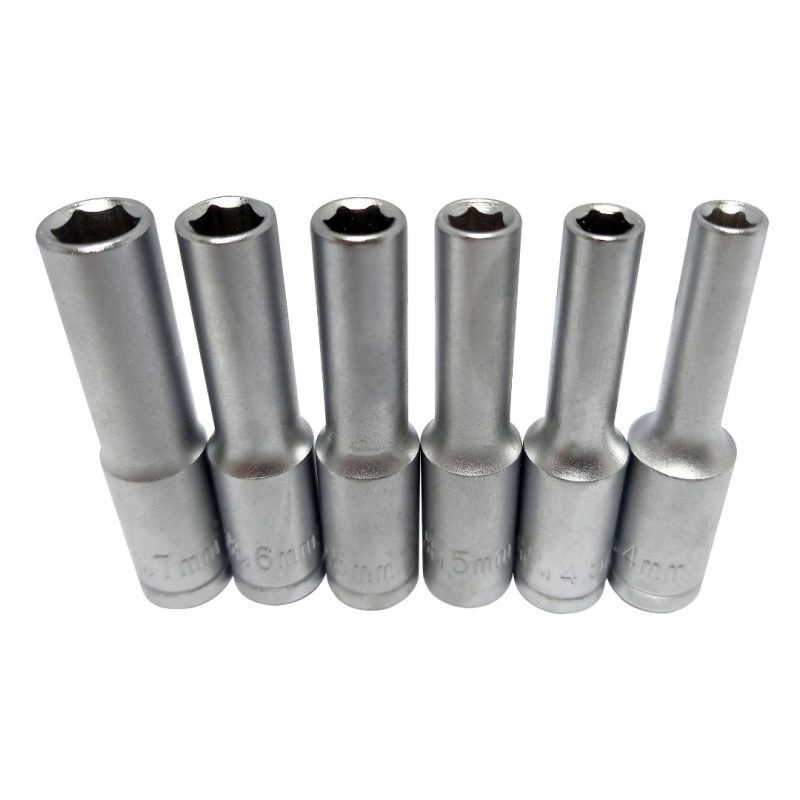 Tubos largos 1/4" - 4 a 7 mm. - 6 pcs.