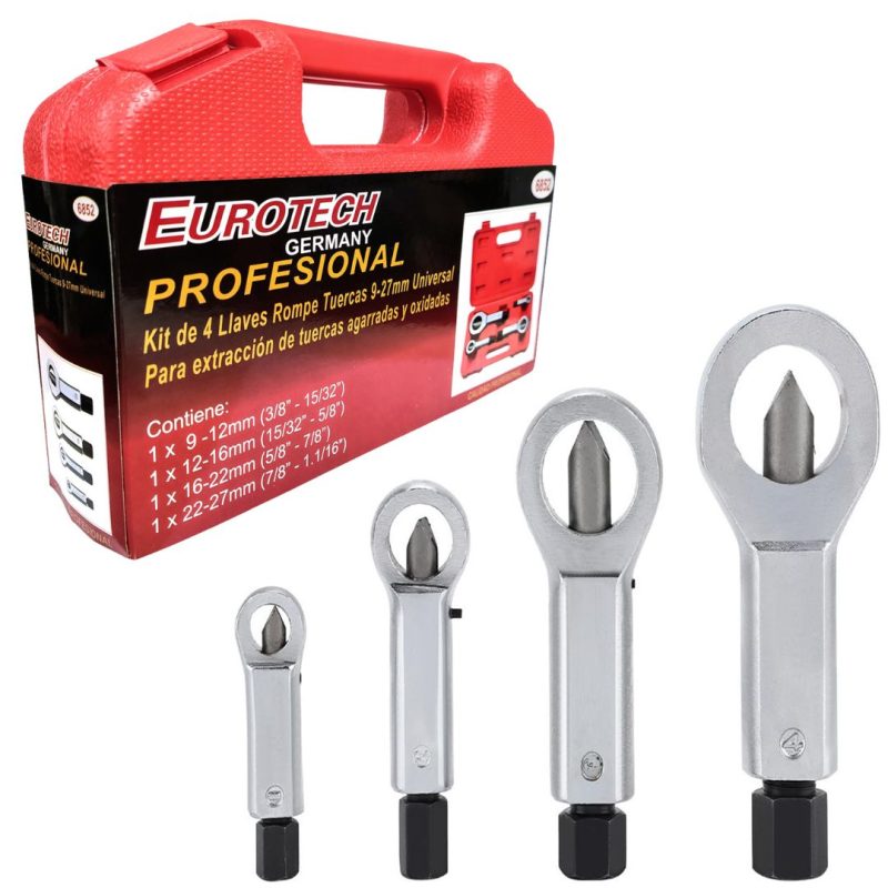 Kit llaves rompe tuercas 9 a 27 mm - 4 pzs.