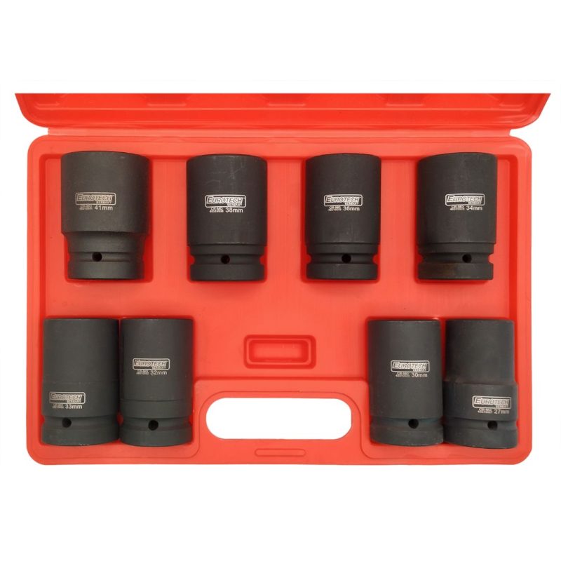 Dados Impacto 8cm - Encastre 1" - 27 a 41mm. - 8 pcs.
