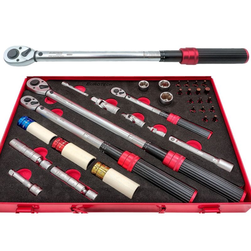 Kit x3 torquímetros zafe - 1/4" 3/8" 1/2" - Calibración certificada + accesorios