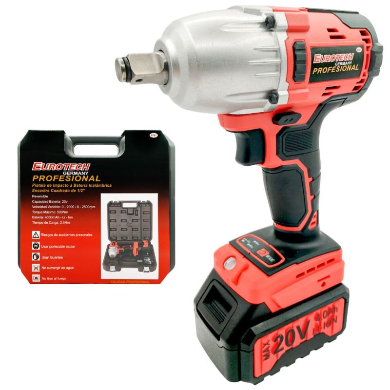 Pistola de impacto a batería - Torque 500 Nm - Enc. 1/2"