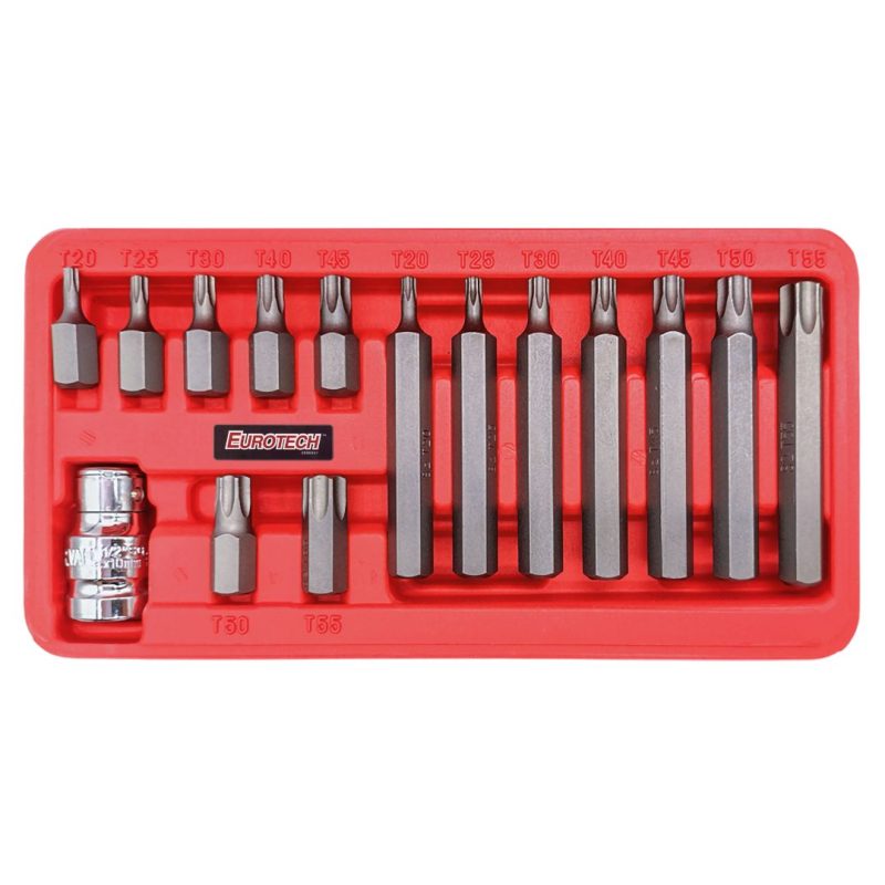 Puntas Torx acero S2 x15 pzs / cortas y largas - T20 a T55