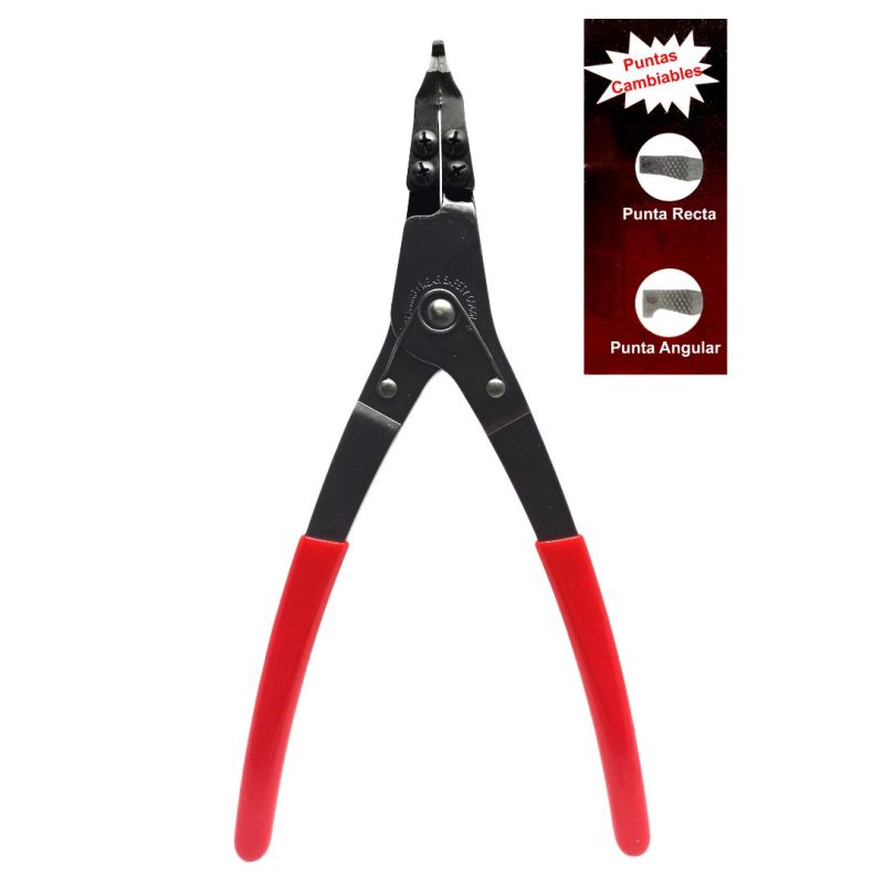 Pinza para seguros de caja - puntas cambiables - largo 35 cm.
