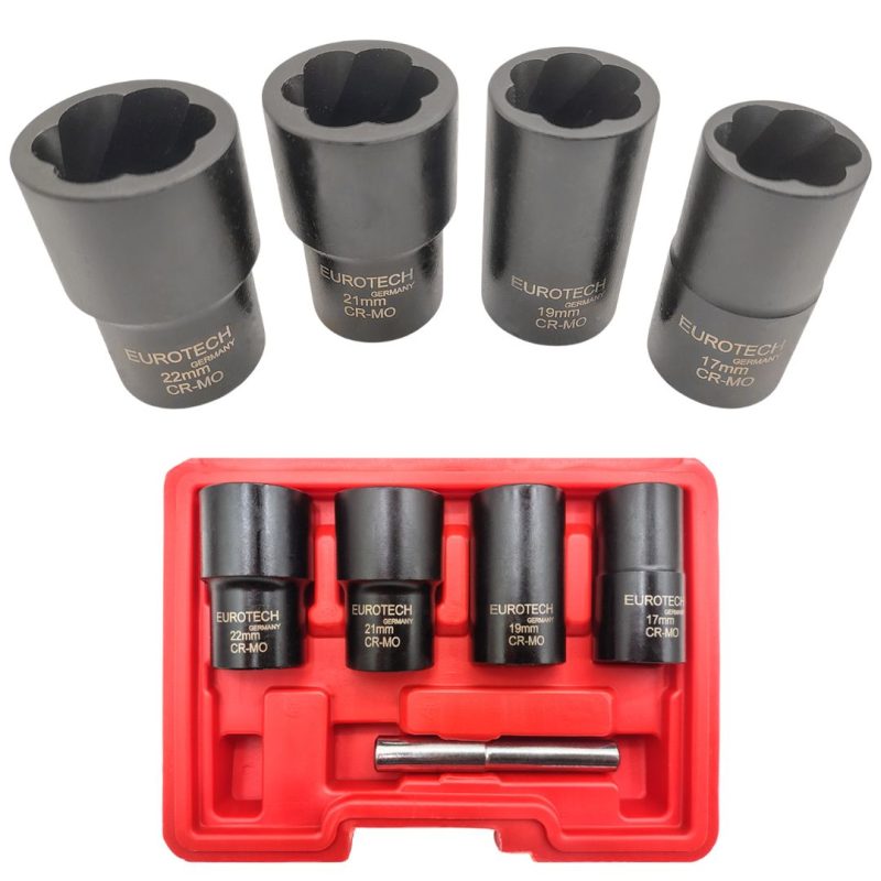 Kit extractores tuercas dañadas x 4 pzs. - Enc. 1/2"