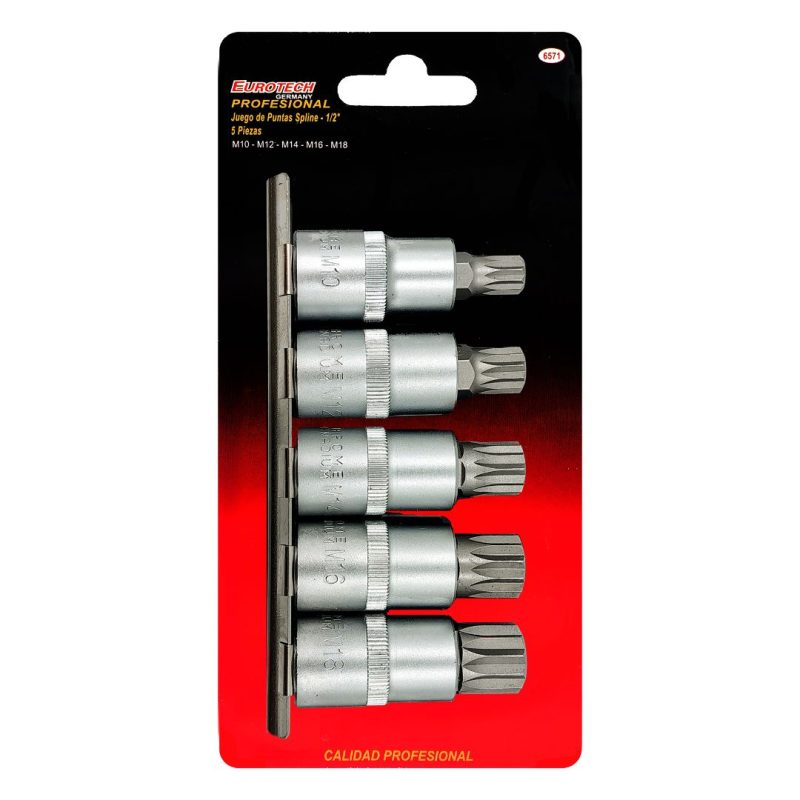 Puntas Multiestría cortas con guía - M10 a M18 - 5 pcs.