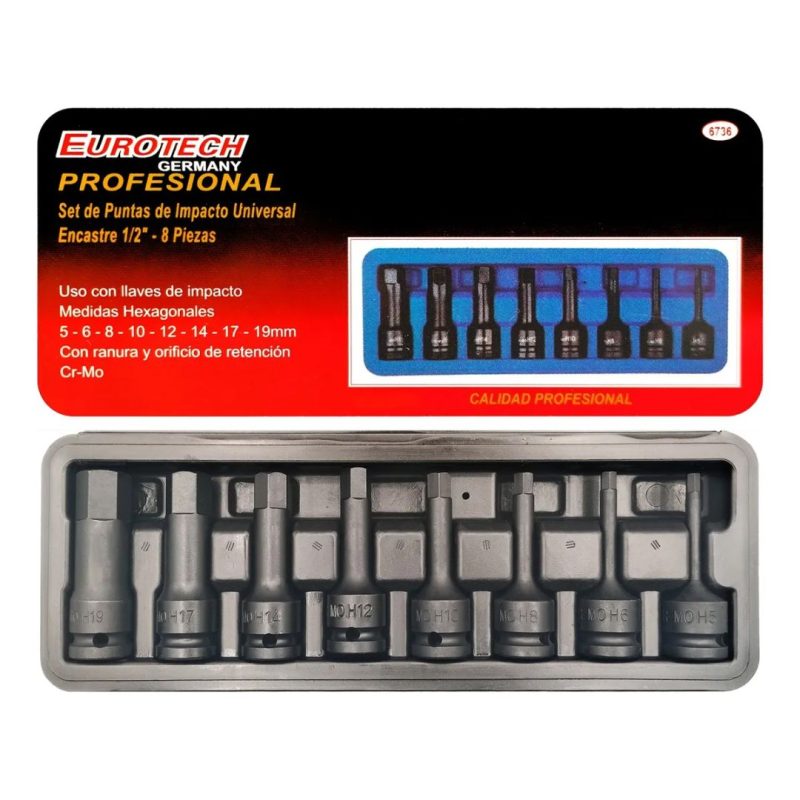 8 puntas impacto allen 5-19 mm - Tubo Enc. 1/2"
