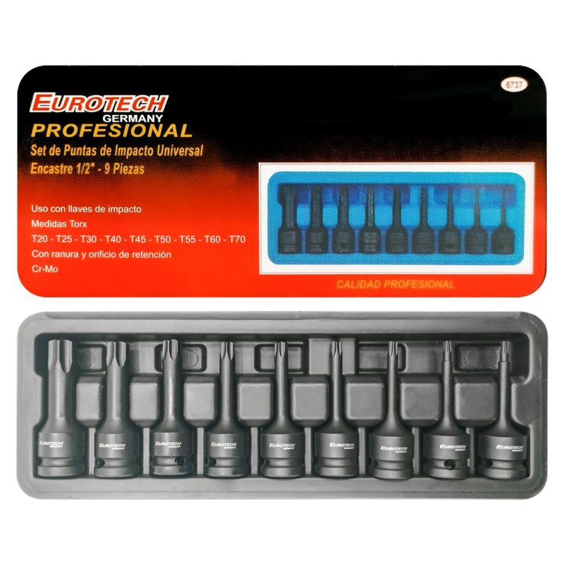 9 puntas impacto Torx 5-19 mm - Tubo Enc. 1/2"