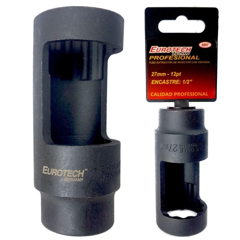 Tubo largo extractor de inyectores - estriado - 27 mm.