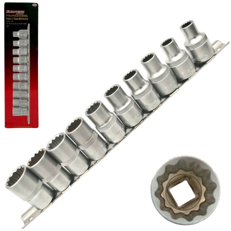 Tubos multi estriados 8 a 17 mm - Enc. 1/2" - 11 pcs.